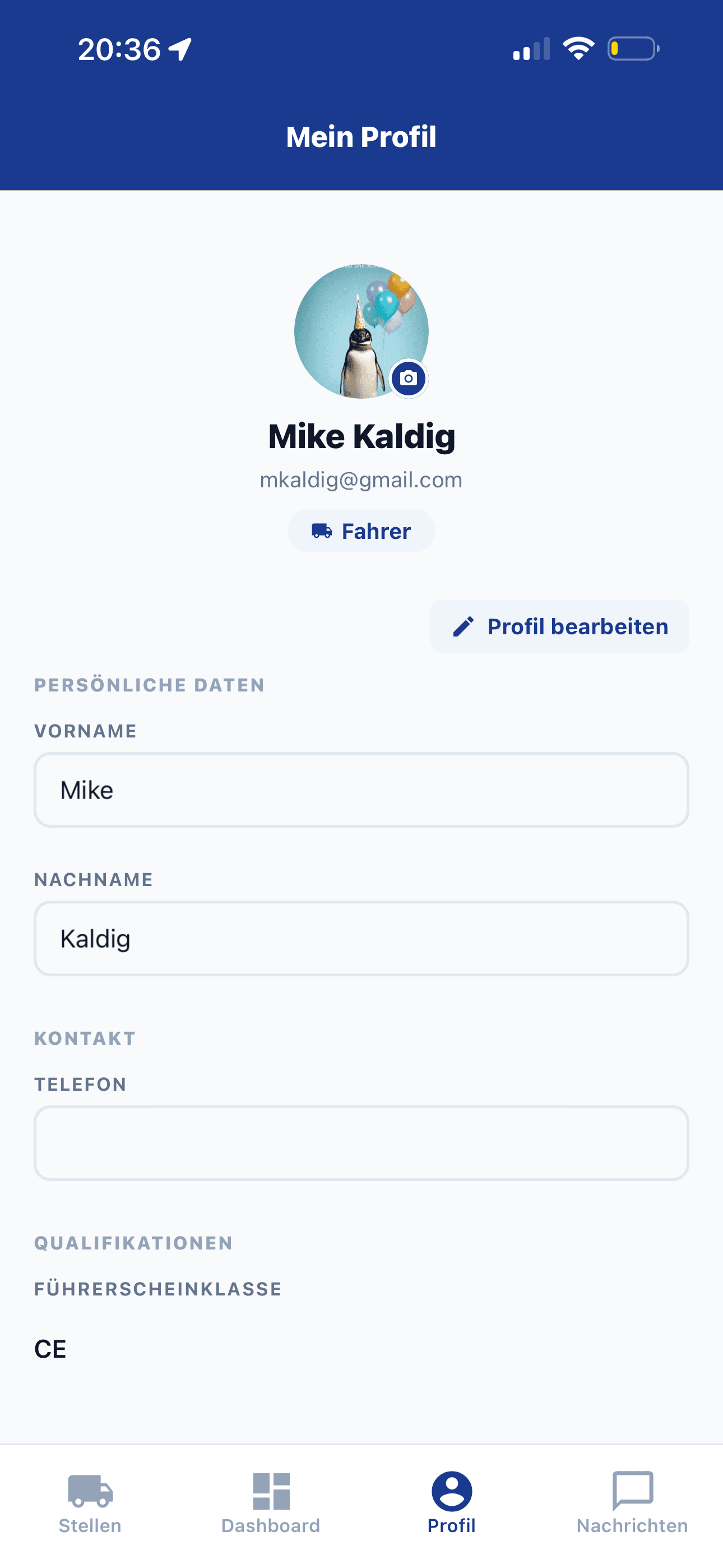 Dein Fahrerprofil