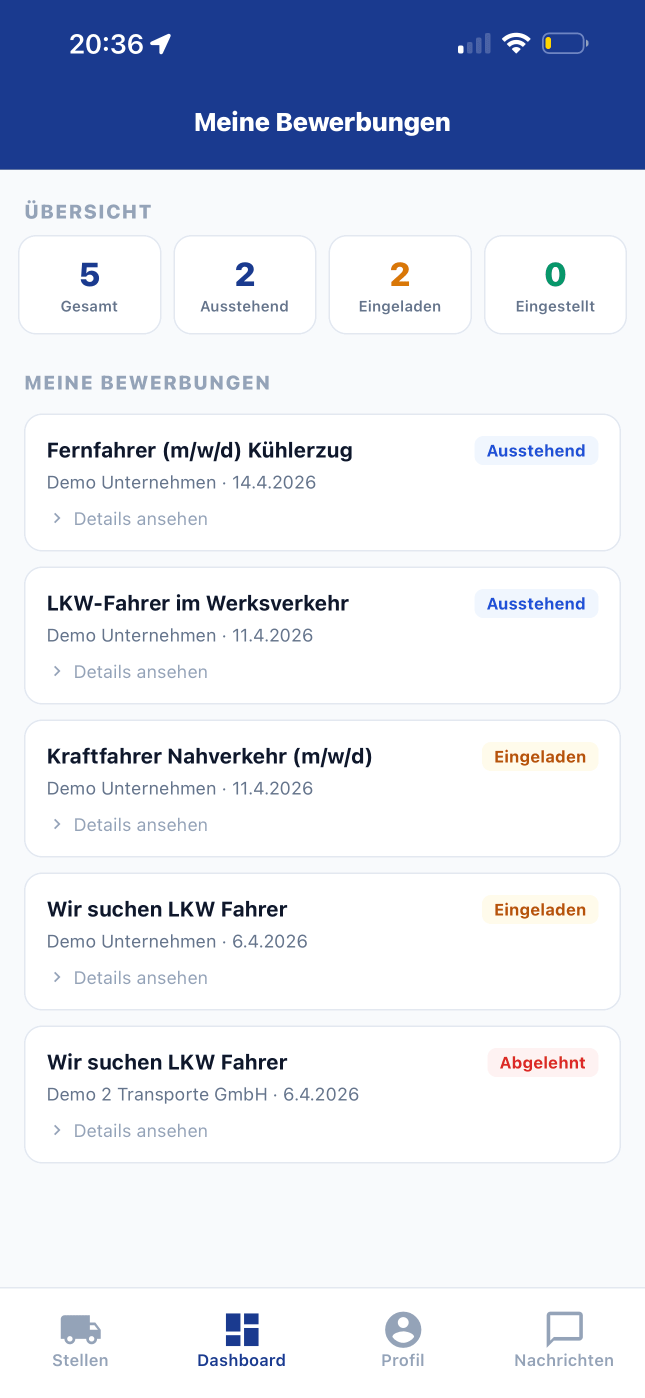 Bewerbungen verwalten