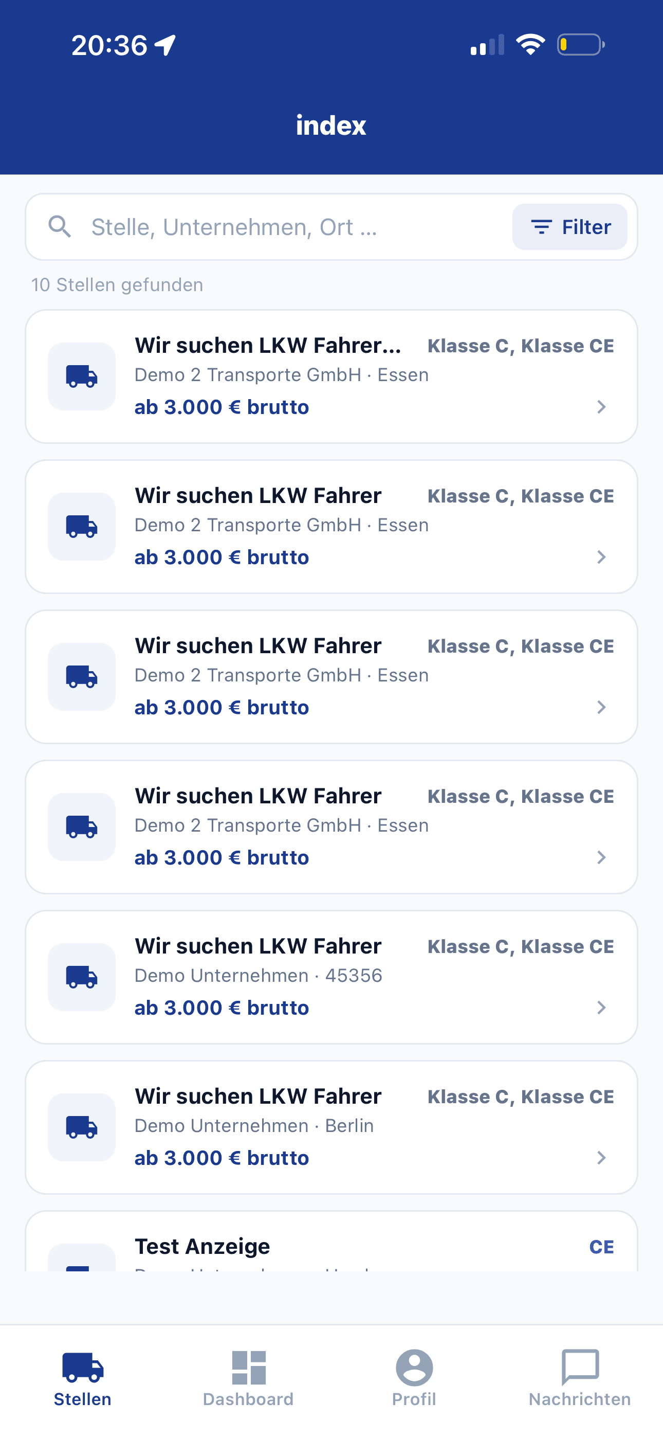 Stellen entdecken